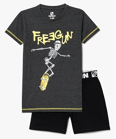 GEMO Pyjashort avec motif squelette - Freegun Gris