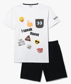 GEMO Pyjashort avec motifs émoticones sur le devant - Emoji Blanc