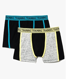 GEMO Lot de 2 boxers en coton stretch avec finition biais Noir