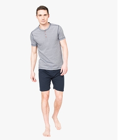 GEMO Pyjama 2 pièces : tee-shirt manches courtes + short kaki chine