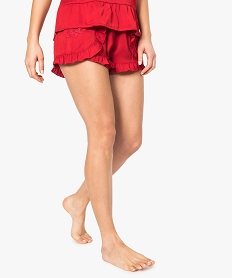 GEMO Short de nuit avec broderies Rouge