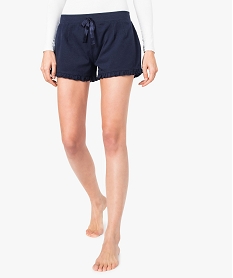 GEMO Short de pyjama femme avec finitions volantées Bleu