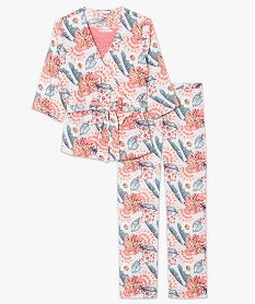 pyjama 3 pieces a imprime fleuri imprime pyjamas ensembles vestes7414801_4