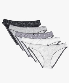 GEMO Lot de 5 slips en coton assortis Gris