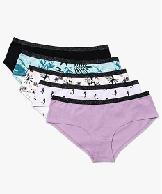 lot de 5 shortys motif tropical violet7415901_1