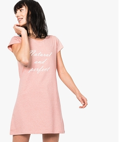 chemise de nuit imprimee a manches courtes femme rose nuisettes chemises de nuit7416501_1