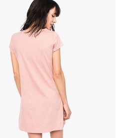 chemise de nuit imprimee a manches courtes femme rose nuisettes chemises de nuit7416501_3
