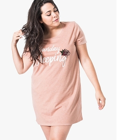 chemise de nuit a manches courtes avec motifs femme grande taille rose7416701_1