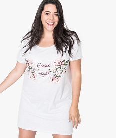 GEMO Chemise de nuit à manches courtes avec motifs femme grande taille Gris