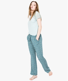 GEMO Pyjama 2 pièces fluide à pantalon imprimé Vert