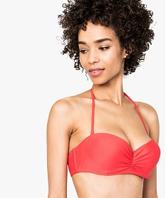 haut de maillot de bain forme bandeau a armatures rouge7424601_1