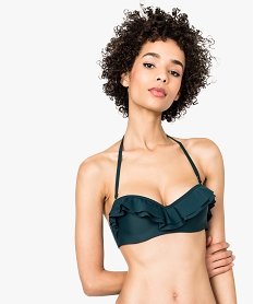 GEMO Haut de maillot de bain forme bandeau avec volants sur lavant Vert