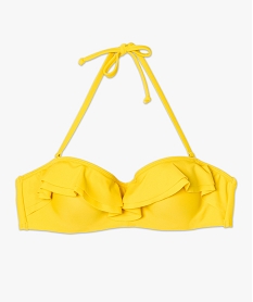 haut de maillot de bain forme bandeau avec volants sur lavant jaune7426101_4