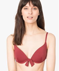 GEMO Haut de maillot de bain femme à armatures et petit nœud Rouge