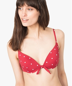 GEMO Haut de maillot de bain femme à armatures et petit nœud Rouge