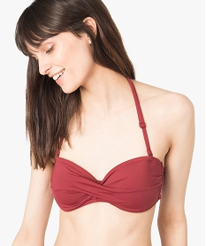 haut de maillot de bain femme bandeau a bretelles amovibles rouge7426801_1