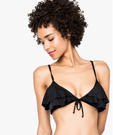 haut de maillot de bain forme triangle avec empiecements volantes noir7427901_1