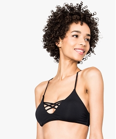 GEMO Haut de maillot de bain triangle avec brides croisées sur le décolleté Noir