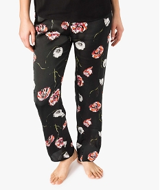 PANTOUFLE NOIR PANTALON AOP FLOWERS