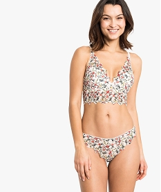 GEMO String en dentelle avec motifs fleuris Imprimé