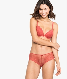 GEMO Shorty femme en dentelle et tulle (lot de 2) Rouge