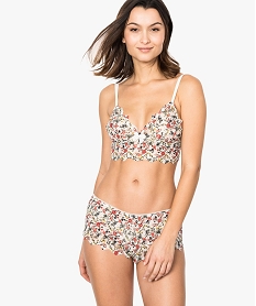 GEMO Shorty en dentelle avec motifs fleuris orange vif