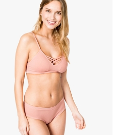GEMO Slip doux à taille côtelée Rose