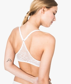 GEMO Soutien-gorge push-up sans armatures avec dos nageur en dentelle Blanc