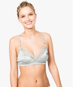 GEMO Soutien-gorge triangle en satin et dentelle vert standard