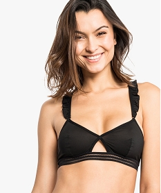 GEMO Soutien-gorge sans armatures avec bretelles à volants Noir