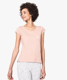 haut de pyjama a manches courtes rose hauts de pyjama7444301_1