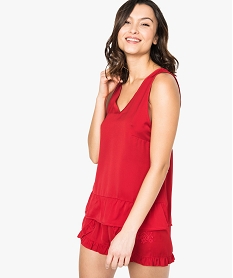 GEMO Débardeur de nuit dos nu en satin rouge standard