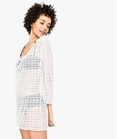 GEMO Robe de plage en dentelle transparente blanc standard