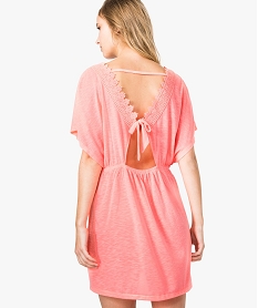 robe de plage femme avec col v et broderies rose vetements de plage7446601_3