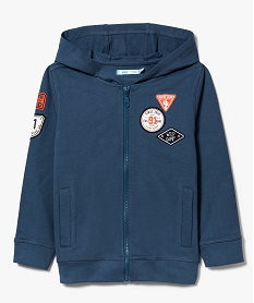 GEMO Sweat à capuche french terry avec badges bleu standard