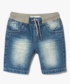 GEMO Bermuda denim avec taille élastiquée sous bord-côtes Gris