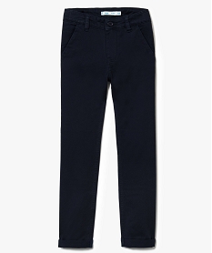 GEMO Pantalon garçon chino à revers Bleu