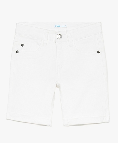 GEMO Short garçon en slub twill stretch à revers blanc standard
