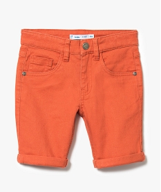 GEMO Short garçon en slub twill stretch à revers Orange