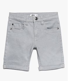 GEMO Short garçon en slub twill stretch à revers Gris