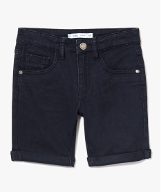 GEMO Short garçon en slub twill stretch à revers Bleu