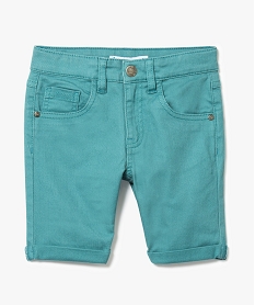 GEMO Short garçon en slub twill stretch à revers Vert