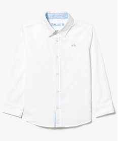 chemise garcon popeline unie avec broderie niveau poitrine blanc7456501_1