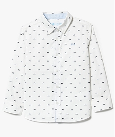 chemise garcon popeline a micro-motifs avec broderie niveau poitrine blanc7456701_1