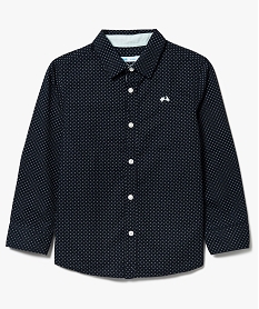 chemise garcon popeline a manches longues avec micro-motifs bleu7456801_2