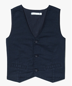 veston en lin uni bleu gilets7457301_1