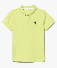 polo garcon en coton pique uni a manches courtes et broderie vert7459801_1