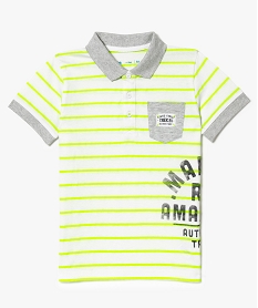 polo manches courtes a rayures fluo imprime7460601_1