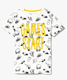 GEMO Tee-shirt avec motifs urbains et insciption sur lavant blanc chine
