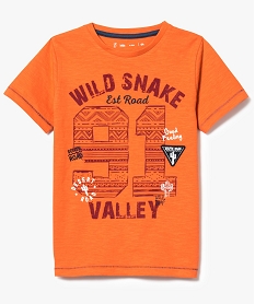 GEMO Tee-shirt slub jersey imprimé à manches courtes Orange